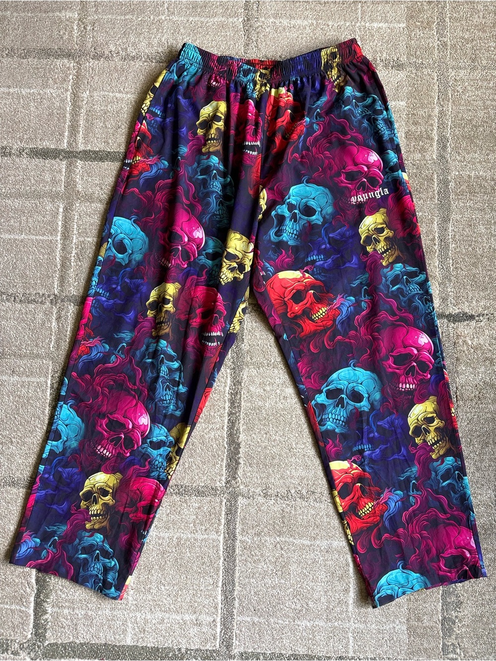YoungLA 217 Multicolor “Ugly Skull” Pants Joggers Size Large EUC